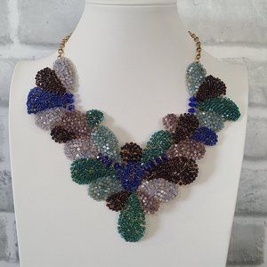 Lavish Tricia Milaneze Necklace Beaded Crochet Bib Collar Designer Jewelry